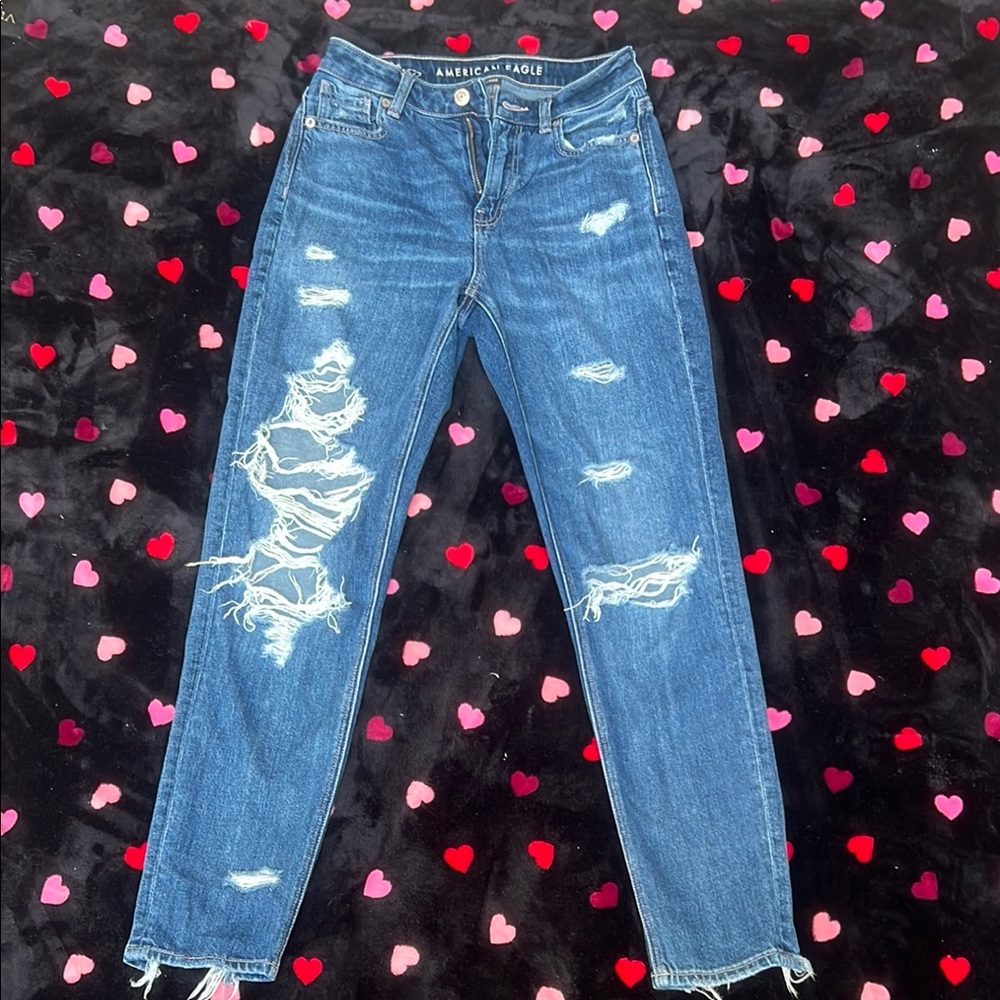 American Eagle Outfitters Blue Skinny Distressed Jeans
